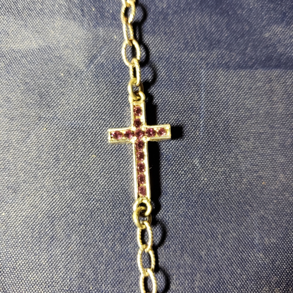 Hand made sterling silver cross with crystals